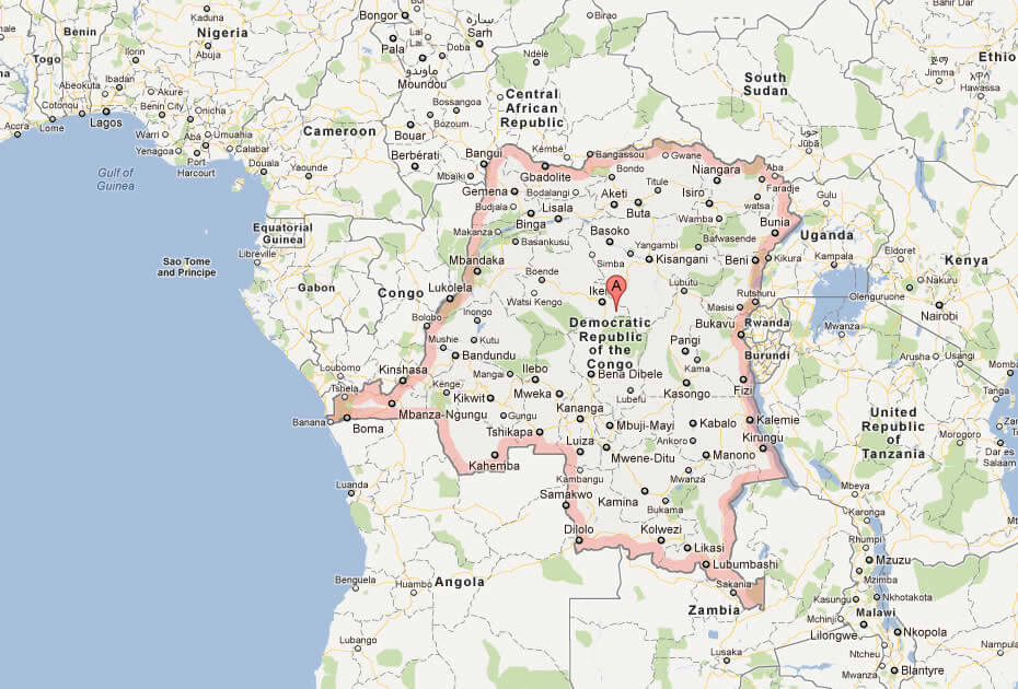 karte von demokratische republik der kongo